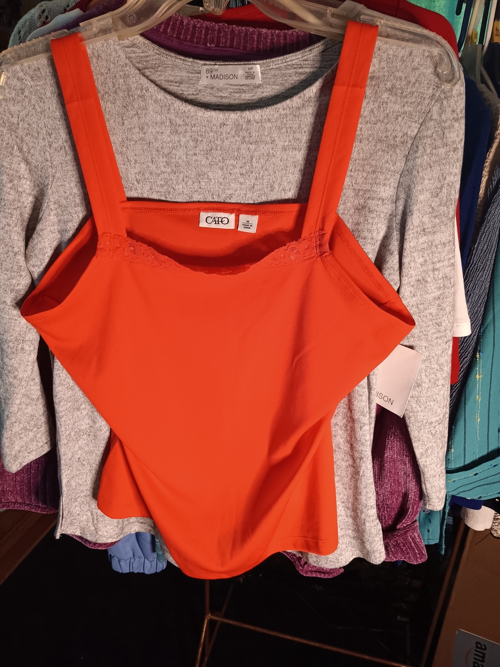 Cato Orange Lace-Trim Tank Top - Women's